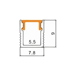 1m Aluprofil med diffuser | 7,8x9mm | Hvid | Til LED strip