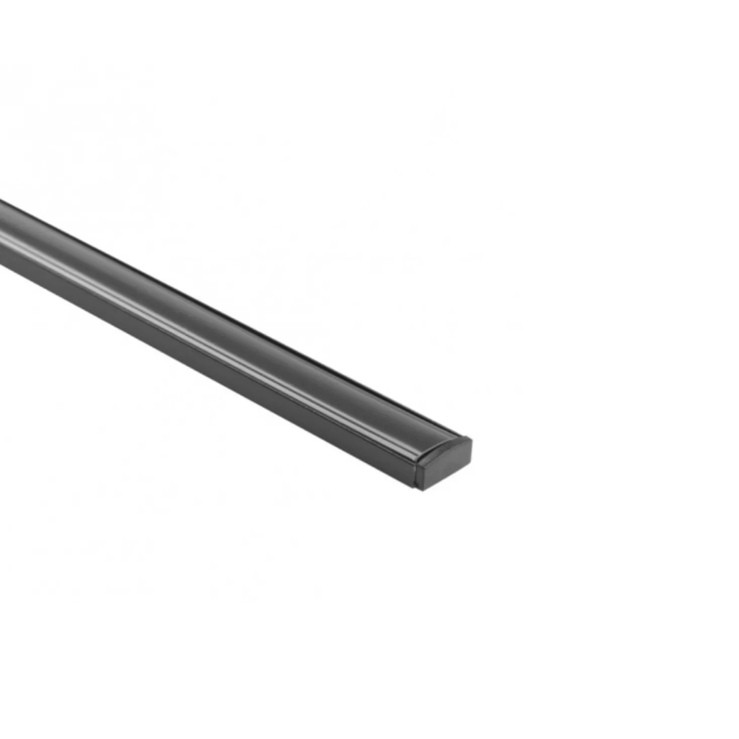1m Aluprofil med sort diffuser | 16x6mm | Sort | Overflademonteret