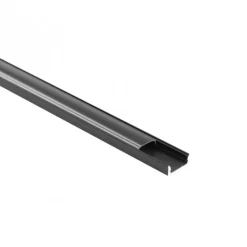 1m Aluprofil med sort diffuser | 16x6mm | Sort | Overflademonteret