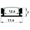 1m Aluprofil med sort diffuser | 17x7mm | Op til 12mm LED strip