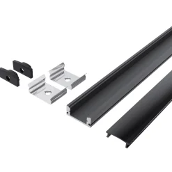 1m Aluprofil med sort diffuser | 17x7mm | Op til 12mm LED strip