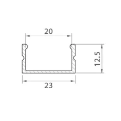 1m Aluprofil | 23x12,5mm | Hvid | Passer til P13-2