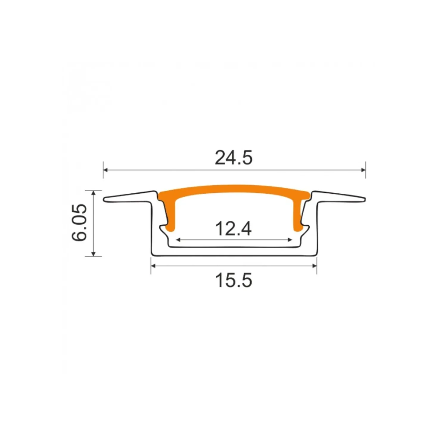 1m Aluprofil | 24x6mm | Hvid | Til LED strips