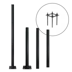 Mast til Gadelampe | Lygtepæl | 3m | Ø60mm | BASE SG | Sort