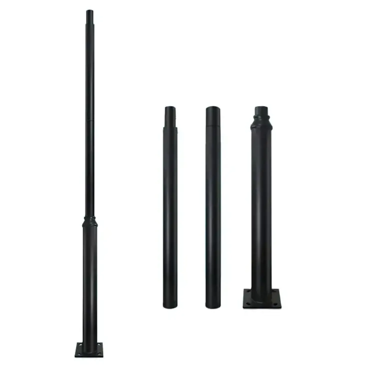 Mast til Gadelampe | Lygtepæl | 3m | Ø60mm | BASE SV | Sort