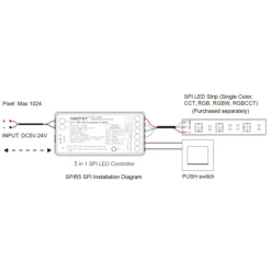 MiBoxer SPI LED Controller | 5i1 | 2.4Ghz | Hvid | SPIR5