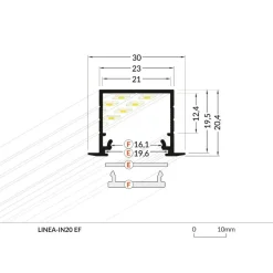 2m LED Skinne | 23x21mm | Alu | LED Profil til Indbyg | Sæt