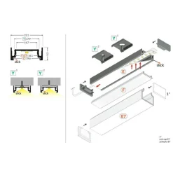 2m LED Skinne | 23x9mm | Hvid | LED Profil til Påbyg | Sæt