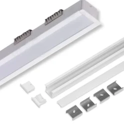 2m LED Skinne | 23x21mm | Hvid | Til Indbyg | Sæt