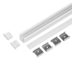 2m LED Skinne | 23x21mm | Hvid | Til Indbyg | Sæt