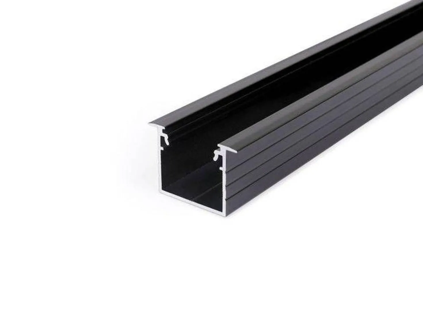 2m LED Skinne | 23x21mm | Sort | Til Indbyg | Sæt