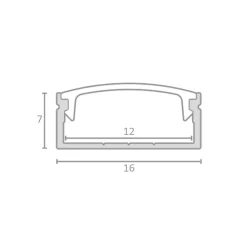 1m Plastprofil | 16x7mm | Brun | Til LED strips | Slim