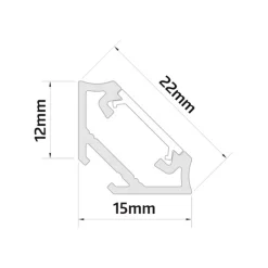 1m Plastprofil | 22x12mm | Hjørneprofil | Hvid | Til LED strips