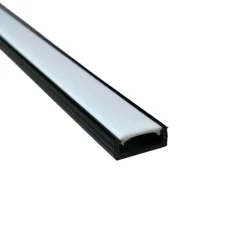 1m Plastprofil | 16x7mm | Sort | Passer til LED strips | Slim