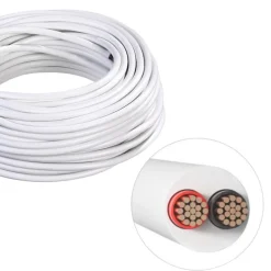 10m PVC Rund kabel | Hvid | Til LED strip | 2*0.78mm2