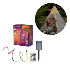 OSRAM Udendørs LED Strip | Solcelle | 5m | RGB | 1.2W | m. Fjernbetjening | Plug N Play