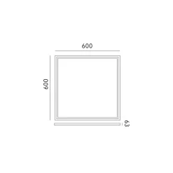 Påbygningsramme til LED Panel 60x60 | 63mm | Skrueløs | Hvid
