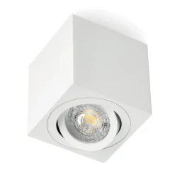 Påbygningsspots | 5 stk. pakke inkl. Gu10 3000K | Firkant | Hvid | m. Kip | Indendørs | 230V