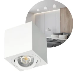 Påbygningsspots | 5 stk. pakke inkl. Gu10 3000K | Firkant | Hvid | m. Kip | Indendørs | 230V