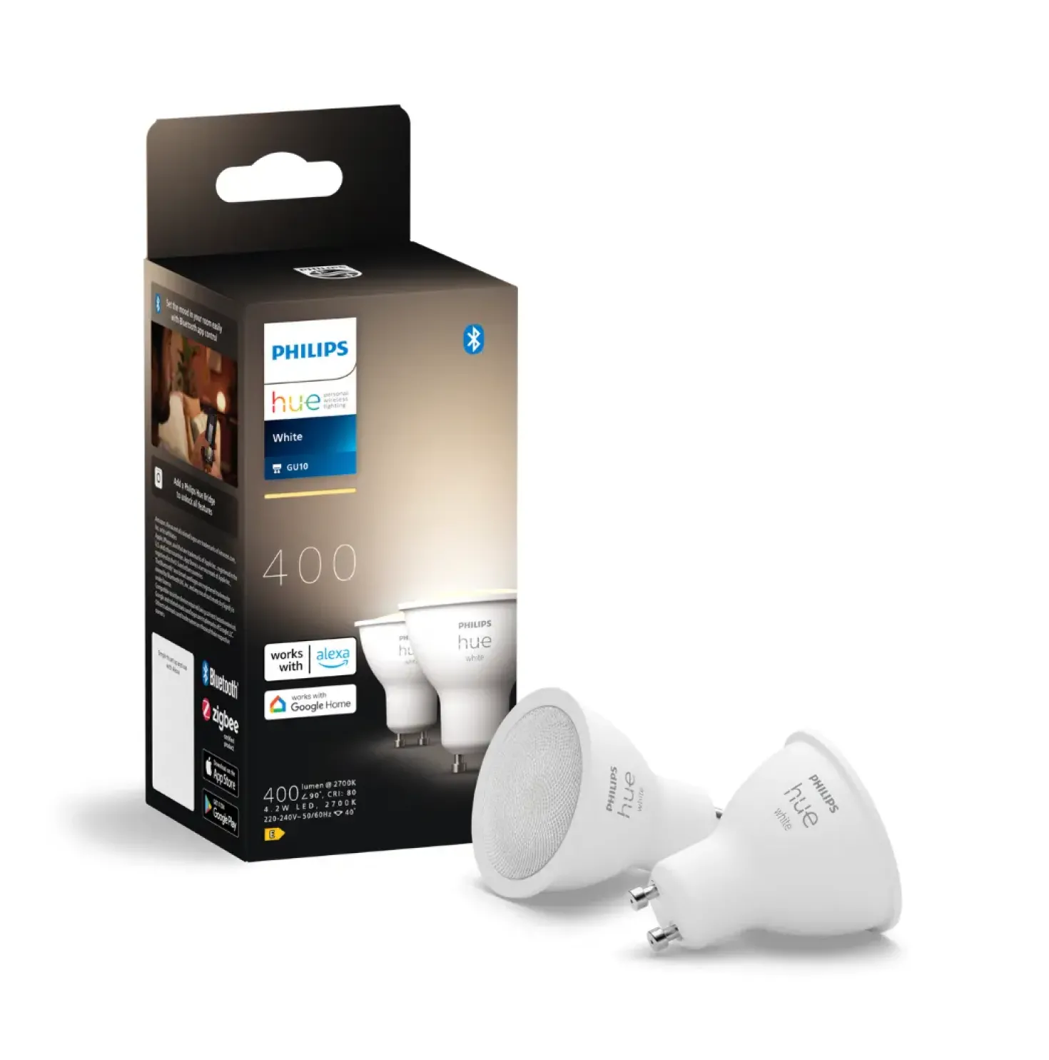 Philips Hue GU10 | 2-Pak | White | 2700K | 400lm | 4,2W