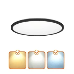 Plafond Lampe med Sensor | Ø300 | 3CCT | 2280lm | 24W | IP54 | NIVERA LX | Sort