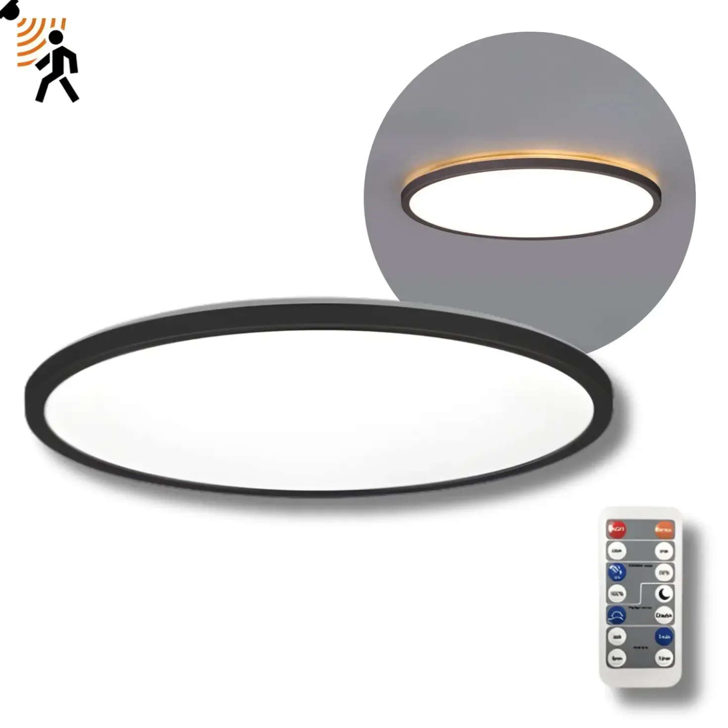 Plafond Lampe med Sensor | Ø420 | 3CCT | 3040lm | 32W | IP54 | NIVERA LX | Sort