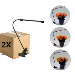 Plantelys Lampe | 2-Pak | 1,79 PPF | 3W | 1 Lyselement | Klemme | USB-A | Sort