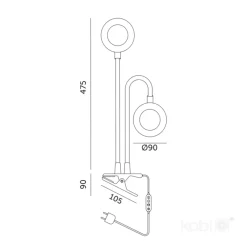 Plantelys Lampe | 2 pak | 7,6 PPF | 8W | 2 Ring Lyselementer | Timer | VITARO RING2 CLIP | Sort