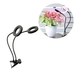 Plantelys Lampe | 7,6 PPF | 8W | 2 Ring Lyselementer | Timer | VITARO RING2 CLIP | Sort