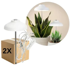 Plantelys Lampe på Spyd | 2-Pak | 4,6 PPF | 5W | Justerbar højde | USB-A | VERDI | Hvid