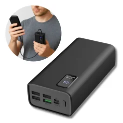 Powerbank 30000mAh | 22W | QC 3.0 | USB-C & USB-A | Sort
