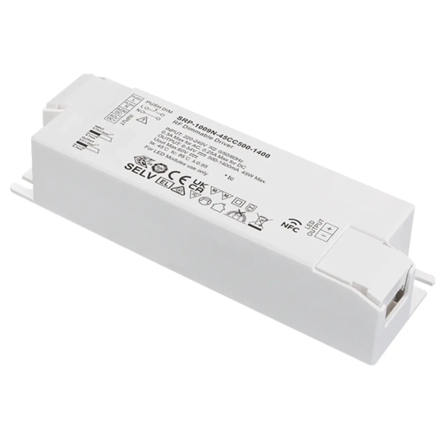 RF LED Panel Driver | 45W | 500-1400mA | 1CH | NFC Dæmpbar Driver