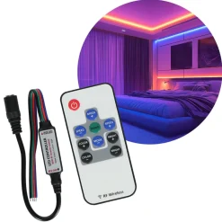 RGB controller | Med fjernbetjening | 12-24V | 2x3A | Mange funktioner