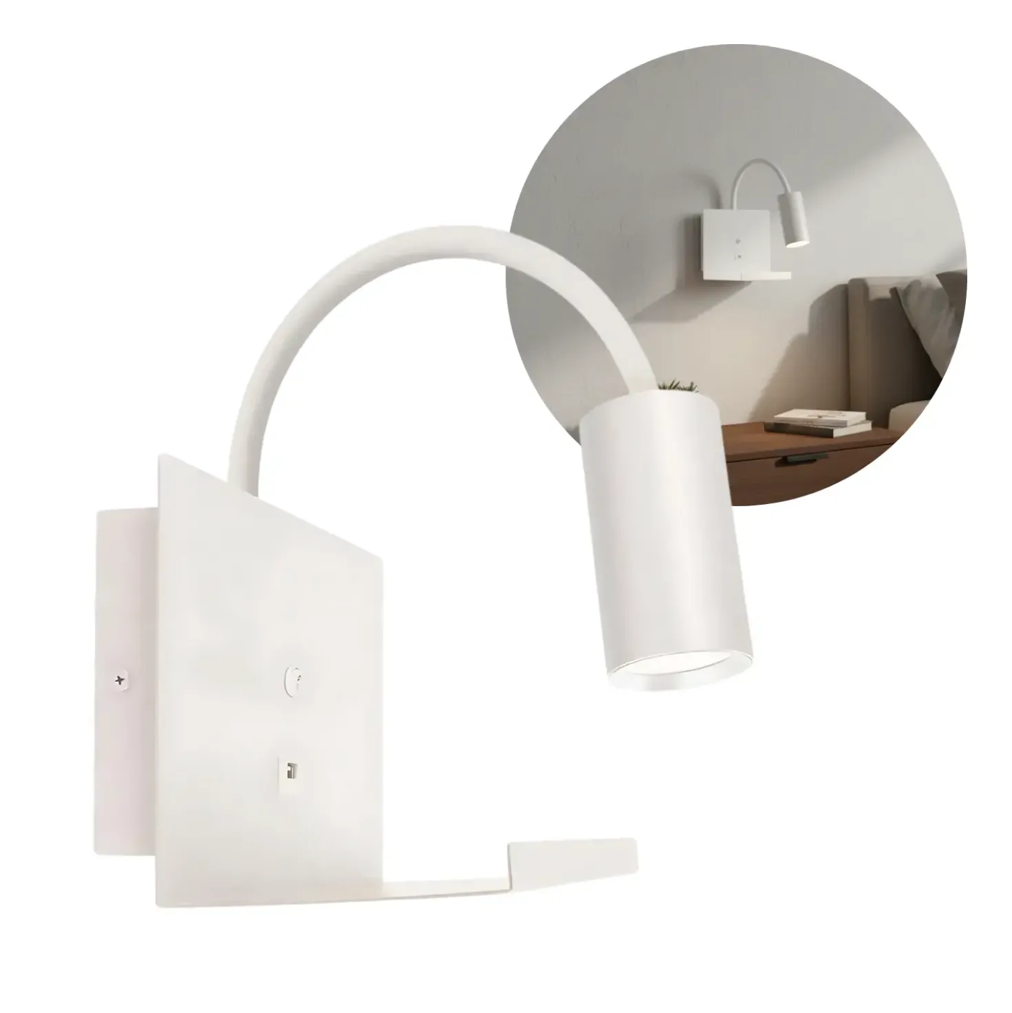Sengelampe med USB | GU10 | Hvid