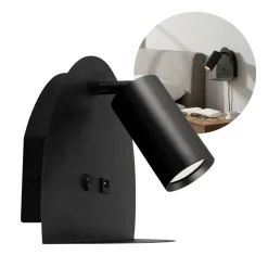 Sengelampe med USB | GU10 | Sort