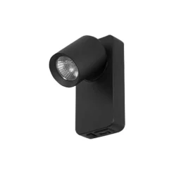 Sengelampe til væg med USB stik | USB Type A + C | GU10 | Sort