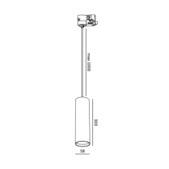 Skinne Pendantlampe | GU10 | Max 12W | 3-Faset | S-LINE P | Sort
