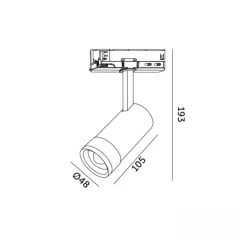 Skinnespot | CCT | 900lm | 10W | 3-Faset | VISION | Sort