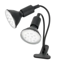 Skrivebordslampe | Grolys | Sort | Med klemme | 230V | 2xE27 | 2x30W