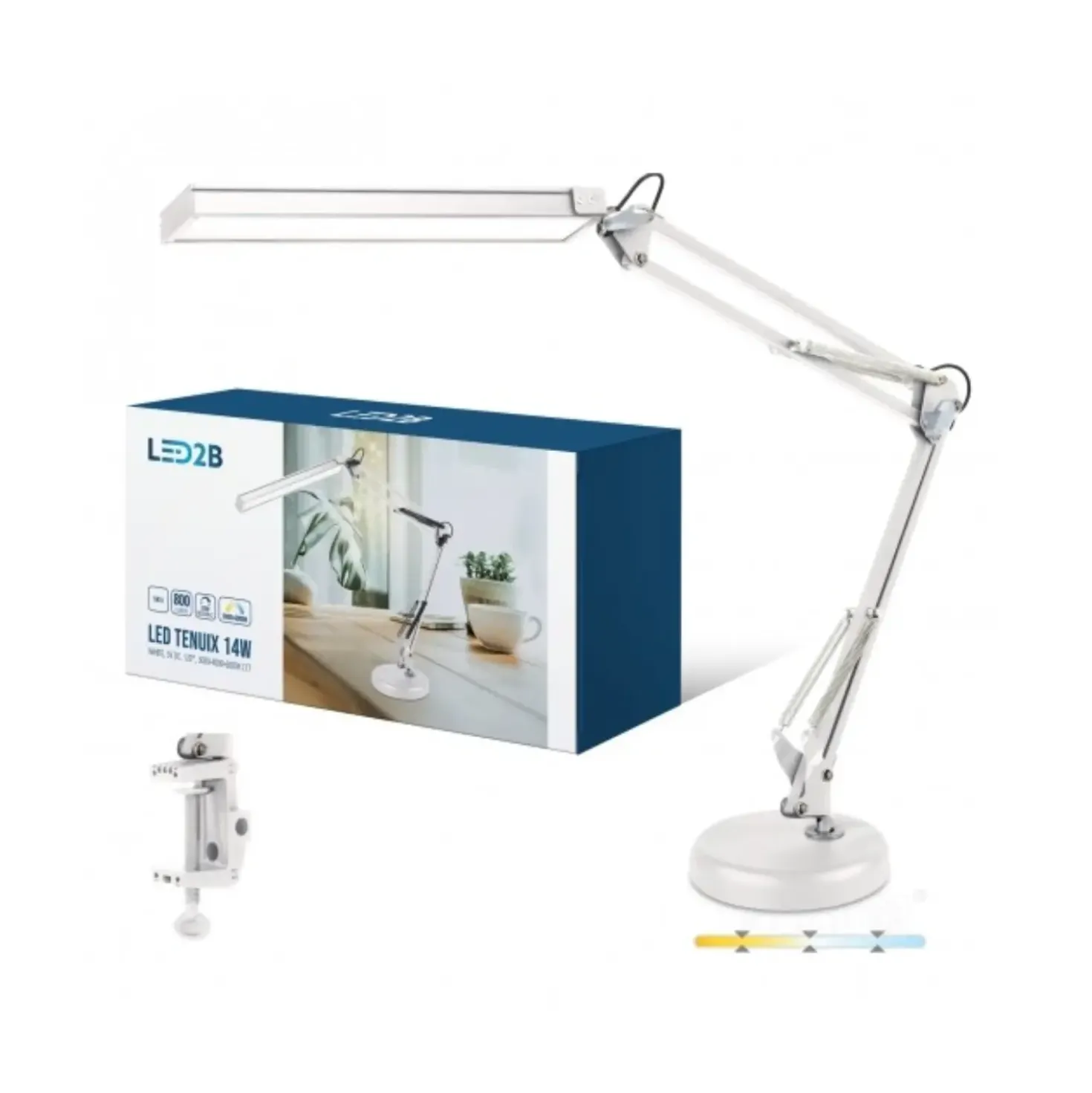 Skrivebordslampe LED | 800lm | 14W | TENUIX | Hvid