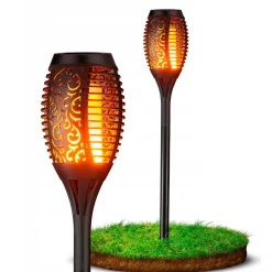 Solcellelampe Flamme fakkel på Spyd | Batteri | 51cm | LED