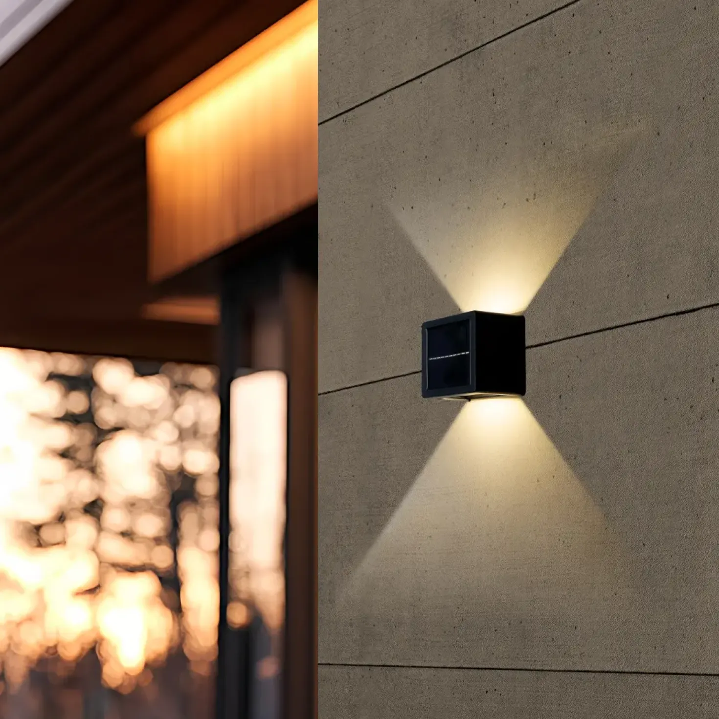 Solcellelampe Væglampe | 20lm | CCT LED | IP44 | Up & Down kube