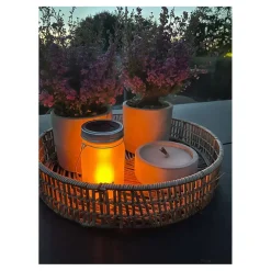 Solcelle Lanterne | Glas M. Flamme Funktion | Skumringssensor | Udendørs (2902)