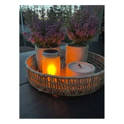Solcelle Lanterne | Glas M. Flamme Funktion | Skumringssensor | Udendørs (2902)