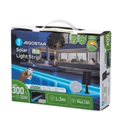 Solcelle LED strip | 3m | 6500K | 300lm | 30W | Separat solpanel | 2m kabel | Sort