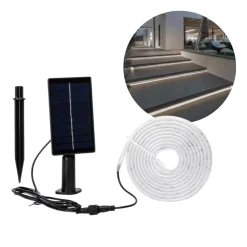 Solcelle LED strip | 3m | 6500K | 300lm | 30W | Separat solpanel | 2m kabel | Sort