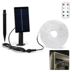 Solcelle LED strip | 3m | 6500K | 300lm | 30W | Separat solpanel | 2m kabel | Sort