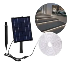 Solcelle LED strip | 5m | 6500K | 500lm | 50W | Separat solpanel | 2m kabel | Sort