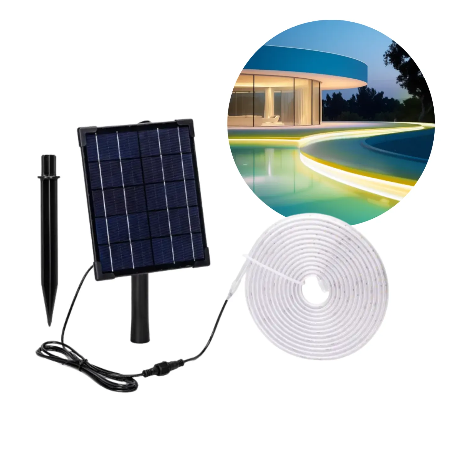 Solcelle LED strip | 3m | RGB | 300lm | 30W | Separat solpanel | 2m kabel | Sort