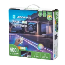 Solcelle LED strip | 5m | RGB | 500m | 30W | Separat solpanel | 2m kabel | Sort
